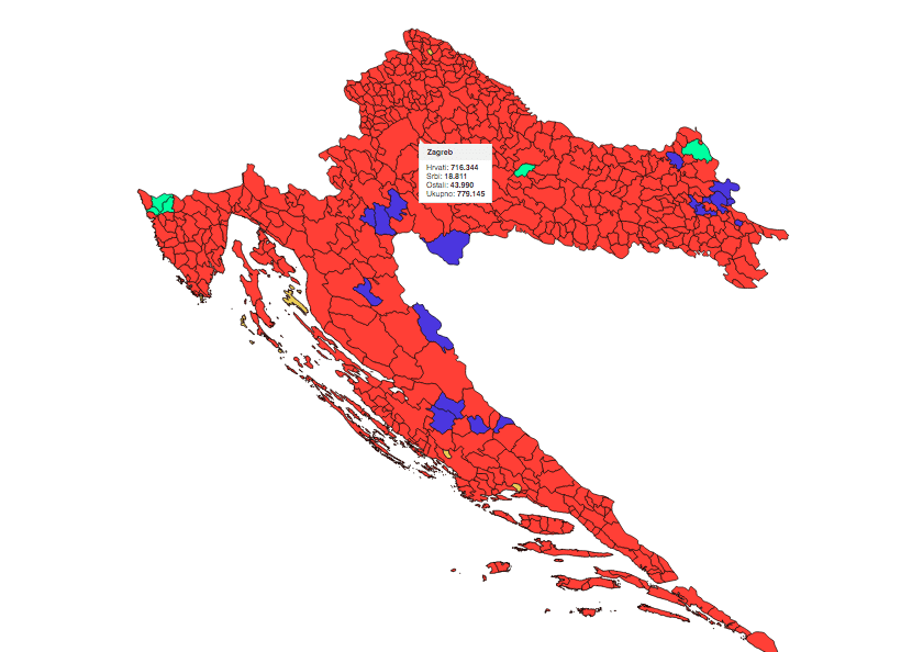Klikom na kartu pregledajte narodnosni sastav stanovništva Hrvatske od 1880. do 2011. godine prema teritorijalnoj podjeli iz 2001. godine (općine/gradovi)